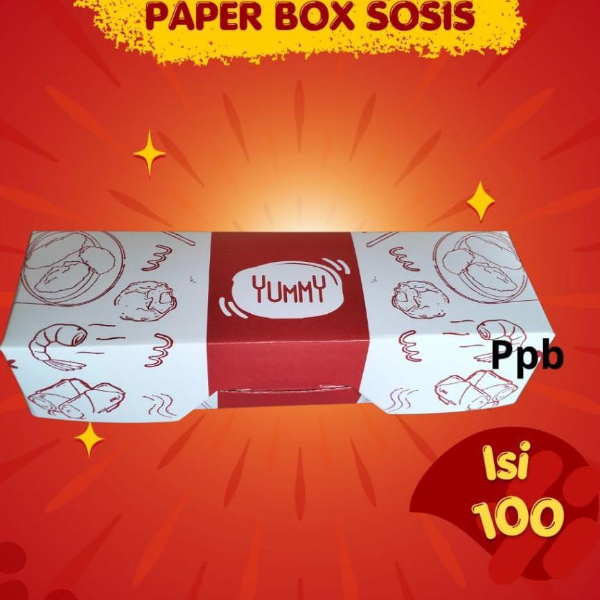Paper Box-Box-Sosis-Box Makanan-Motif Merah