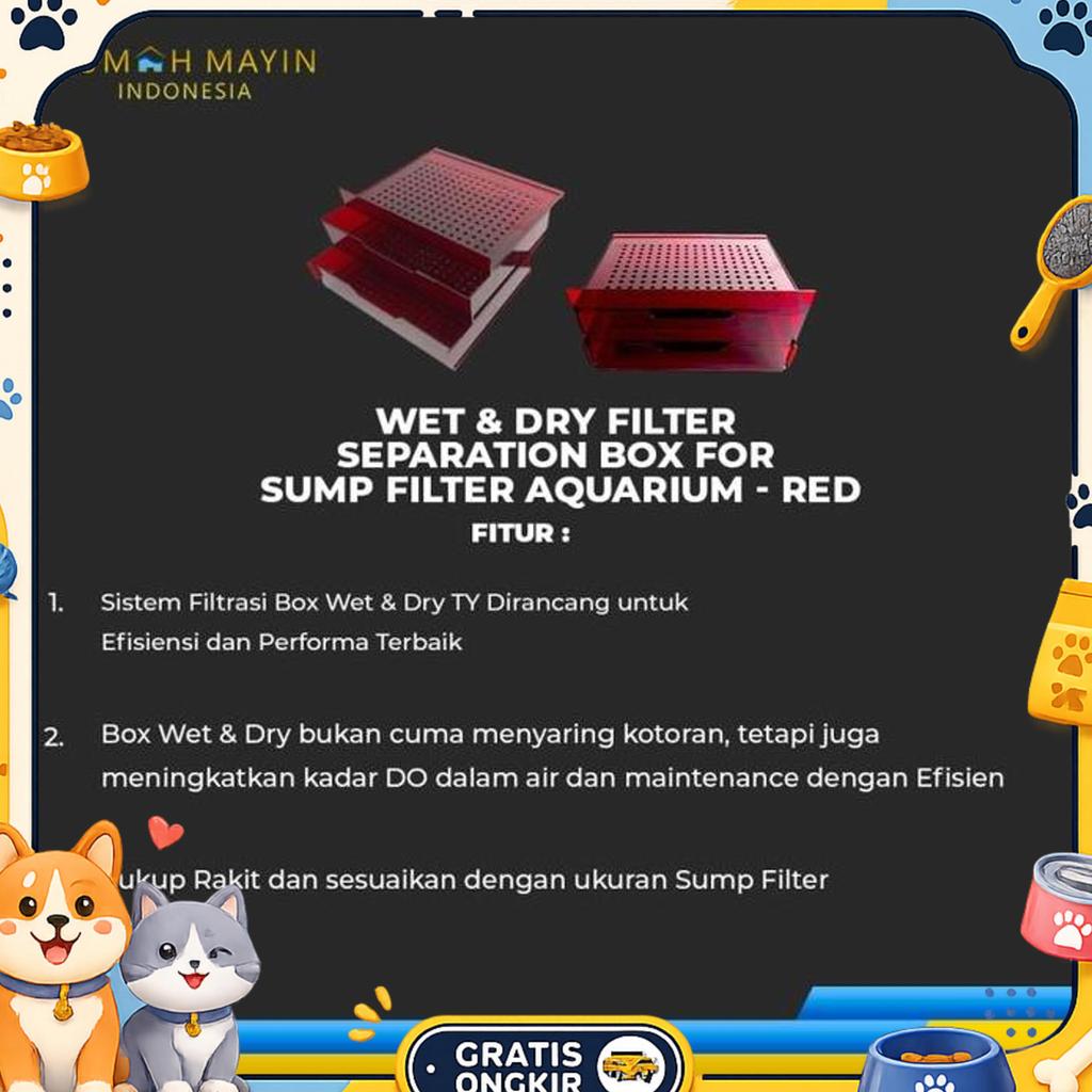 Wet & Dry Filter Separation Box For Sump Filter Aquarium - Red