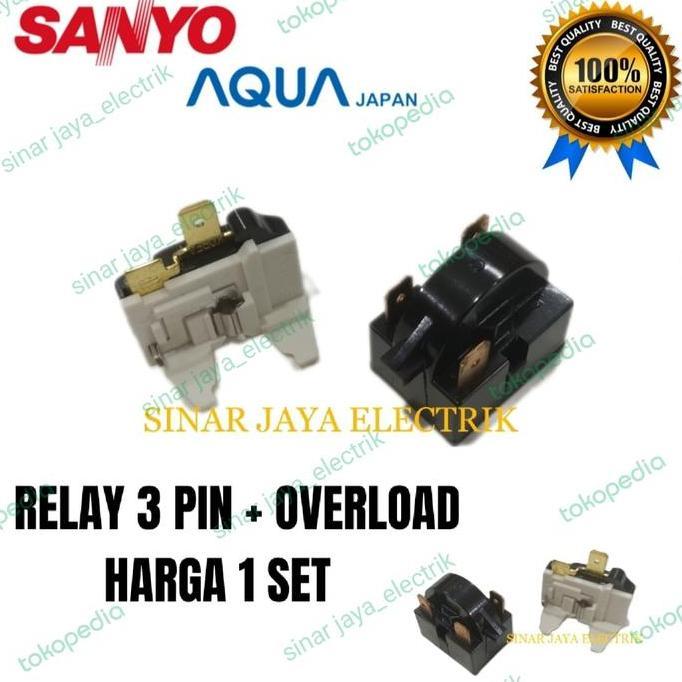 Pilihan - Relay Ptc 3 Pin+Overloud Freezer 6 Rak / Relay Ptc Freezer Sanyo Aqua