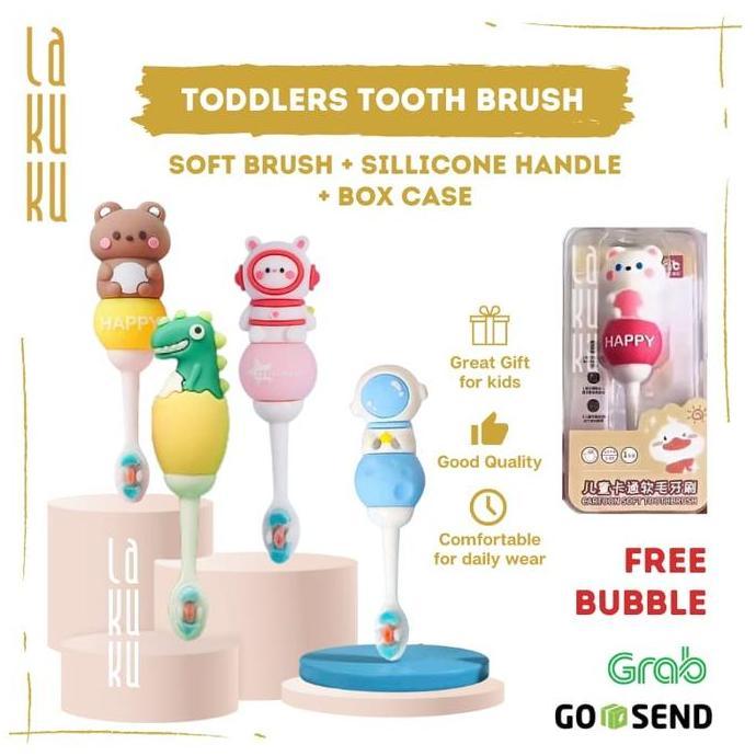 Beb - Lakuku - Sikat Gigi Anak Balita 1 Tahun Bulu Lembut Soft Toothbrush Model Pegangan Silikon Bon