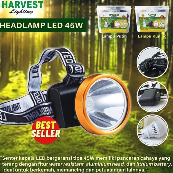 Wgho- 45W,Headlamp Senter Kepala Multuna Harvest Led