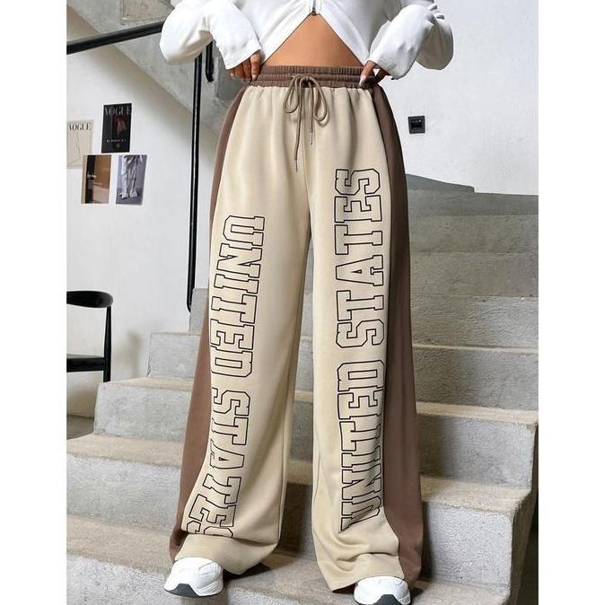 Youyou- Celana Panjang United States Jogger Sporty Nita - Celana Kulot - Celana Nita Fit Nyaman Line