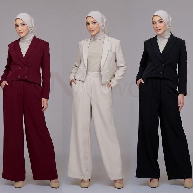 Definies - Leia Blazer - Blazer One Set - Setelan Blazer Celana Kulot Wanita Formal Casual - WomenSu