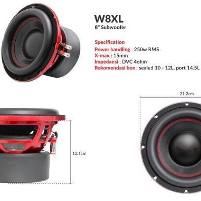 Promo Subwoofer Cello W8XL monster subwoofer 8 inch dvc 4 ohm Diskon