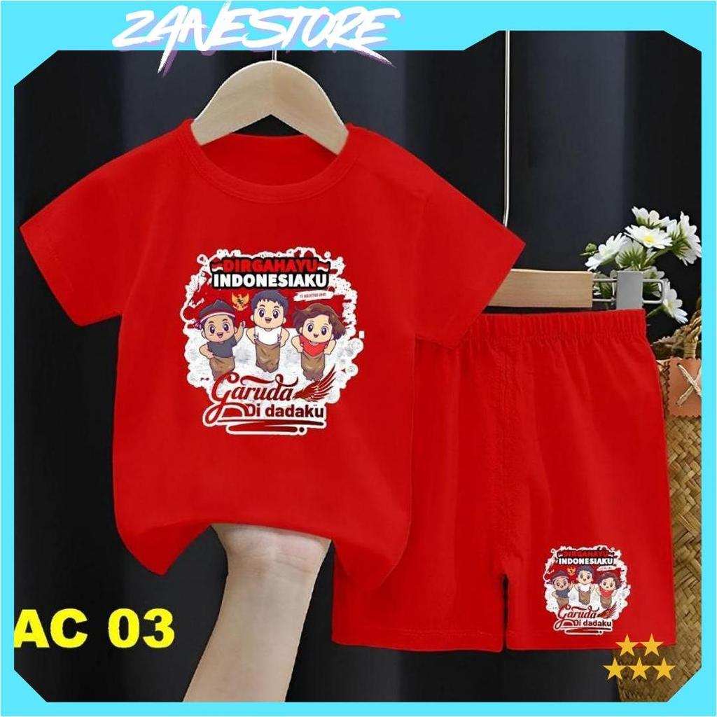 Baju / Setelan / Oneset Baju & Celana Anak UNISEX STA1455 Edisi 17 Agustus Dirgahayu Kemerdekaan Ind