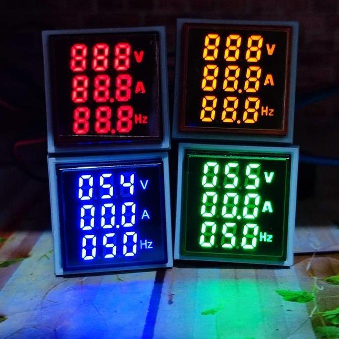 Pilot lamp lampu indikator panel voltmeter amperemeter volt ampere hz meter V+A+HZ