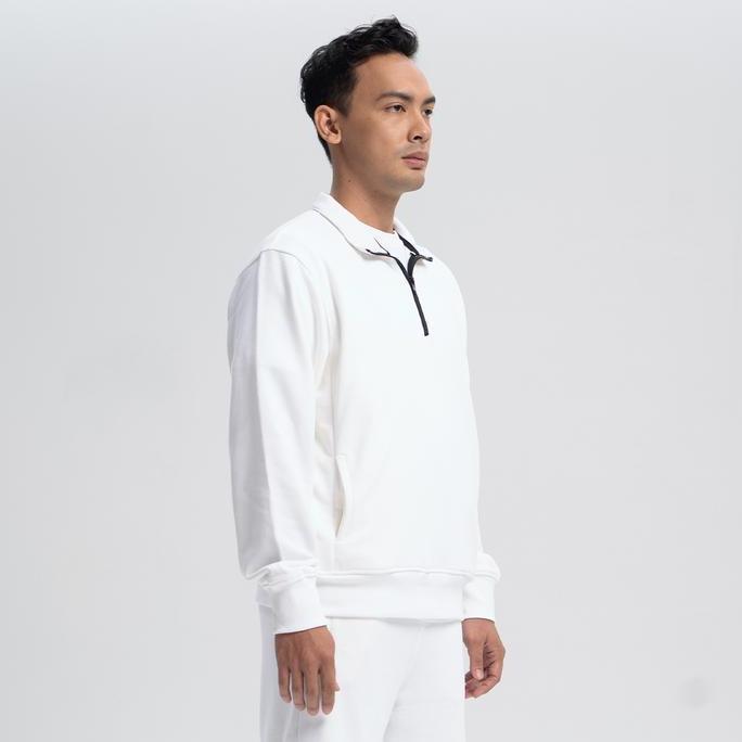 KOZE EaseFlow Half Zipper Sweater White- Sweater Half Zip Putih