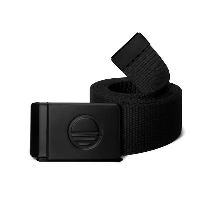 Open Ending Webbing Belt Murah Metal Buckle Deboss Logo [Black]