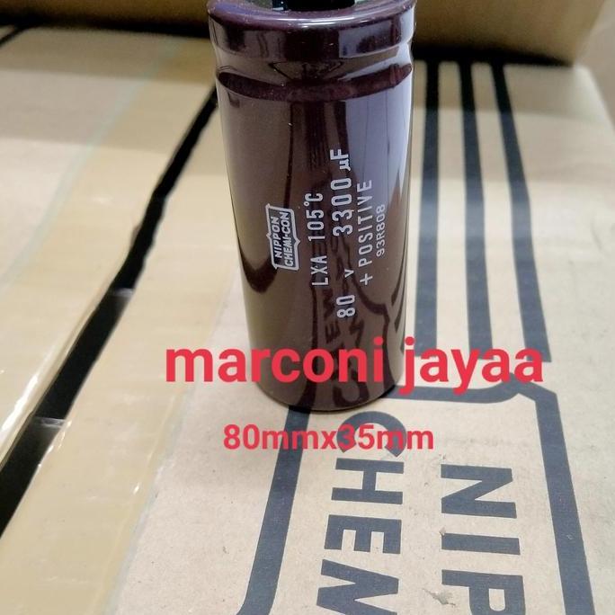 Kapasitor Elco 3300Uf 80V Nippon Chemi-Con 80Mmx35Mm Baru
