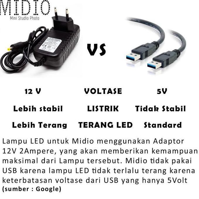 Studio- Lampu Studio Led Midio 1 Strip Led + Adaptor Khusus Studio Mini Camera