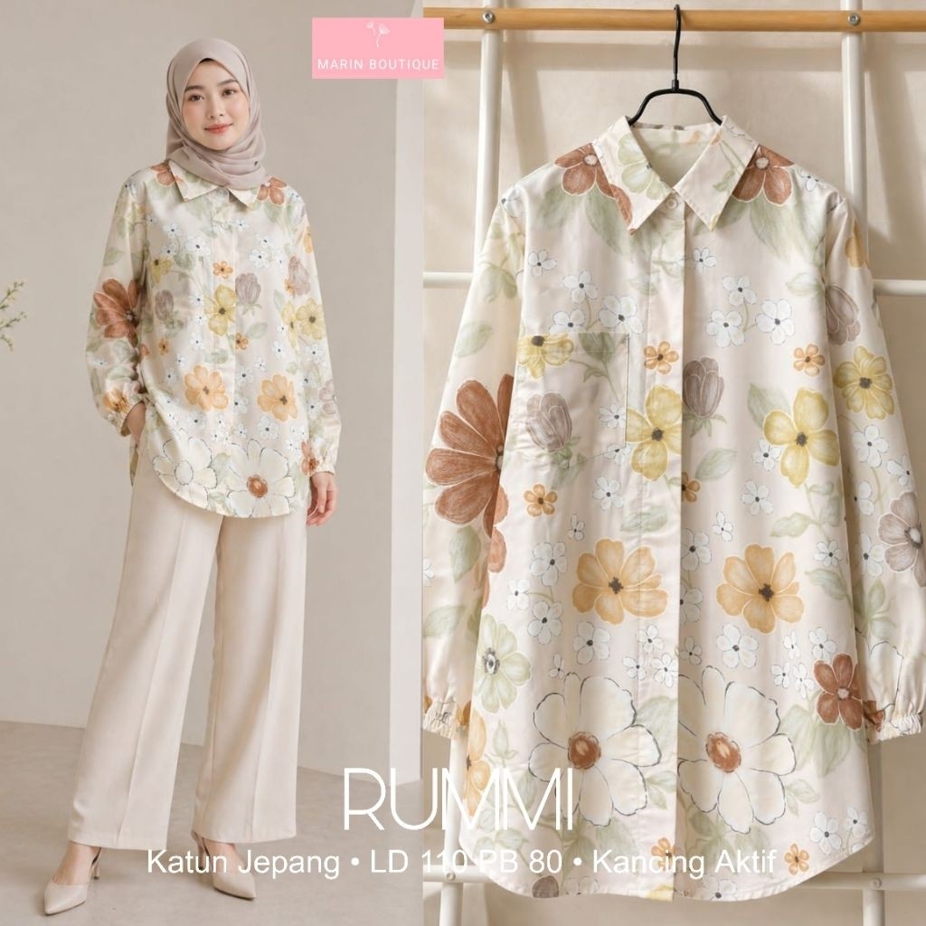 MIDORI RUMMI - BAJU PREMIUM KEMEJA WANITA KATUN JEPANG ORI BY QFA - ADISA - AMANDA - YOMOGI TOP - BL