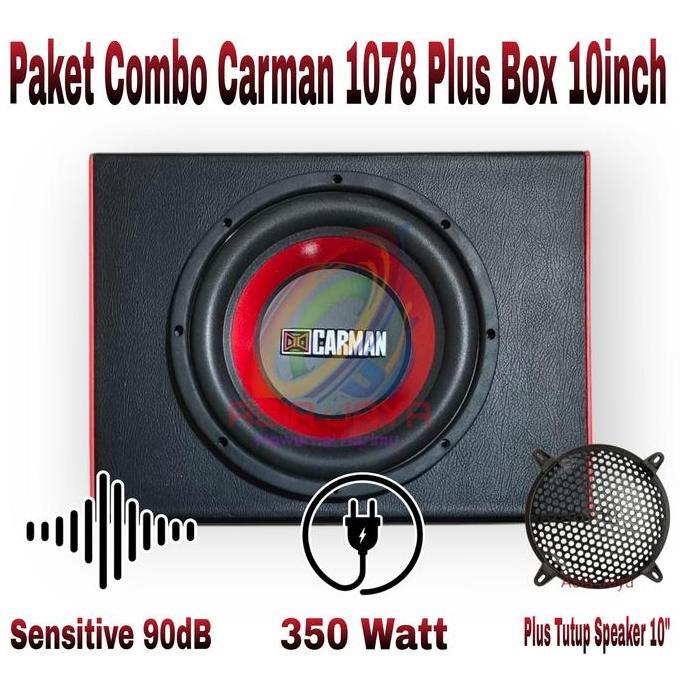 Paket Combo Speaker SUBWOOFER 10 Inch CARMAN CM 1078 Plus Box 10 Dan Tutup Speakers Diskon