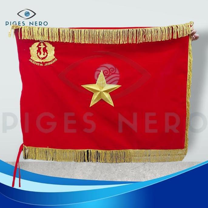 Bendera Pataka Rapati Bintang 1 Logo TNI-AL Bordir - Merah