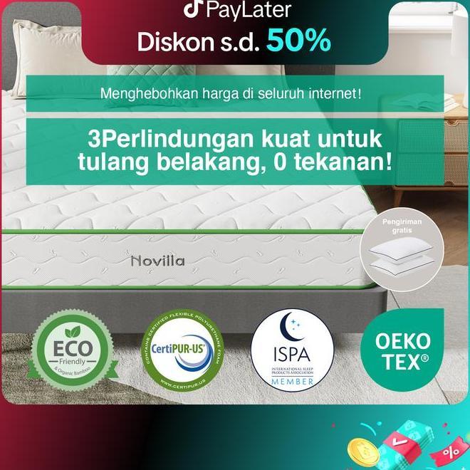 Codgratis Bantal Kasur Spring Bed Novilla Metadream Dengan Dalam Kotak Single 90X200Cm Tebal 18Cm20C