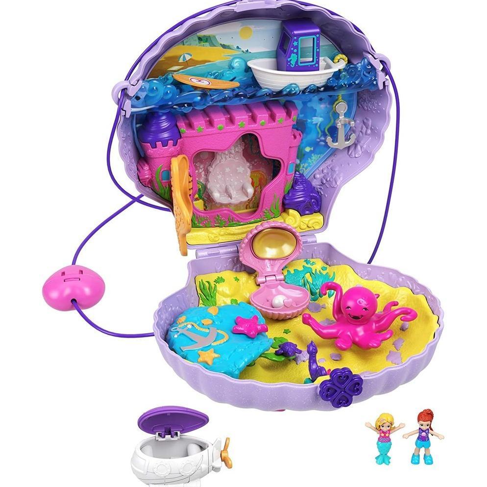 (Ready Stock) Polly Pocket Tiny Power Seashell Purse Compact With Wearable Strap