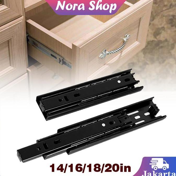 DJARNOE 2PCS Rel Pintu Lemari Rel Laci Meja Rel Laci 40 Cm Huben Rel Laci Tarik Rel Pintu Lemari Sle