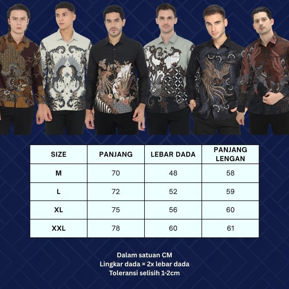 Dancus Kemeja Batik Pria Atasan Batik Modern Baju Batik Lengan Panjang Pria