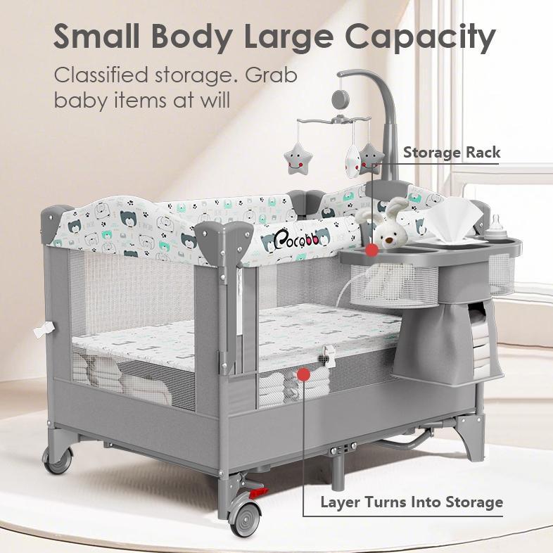 COCOBB Box Bayi Tempat Tidur Bayi Ranjang Bayi Goyang Baby Crib Buka Samping