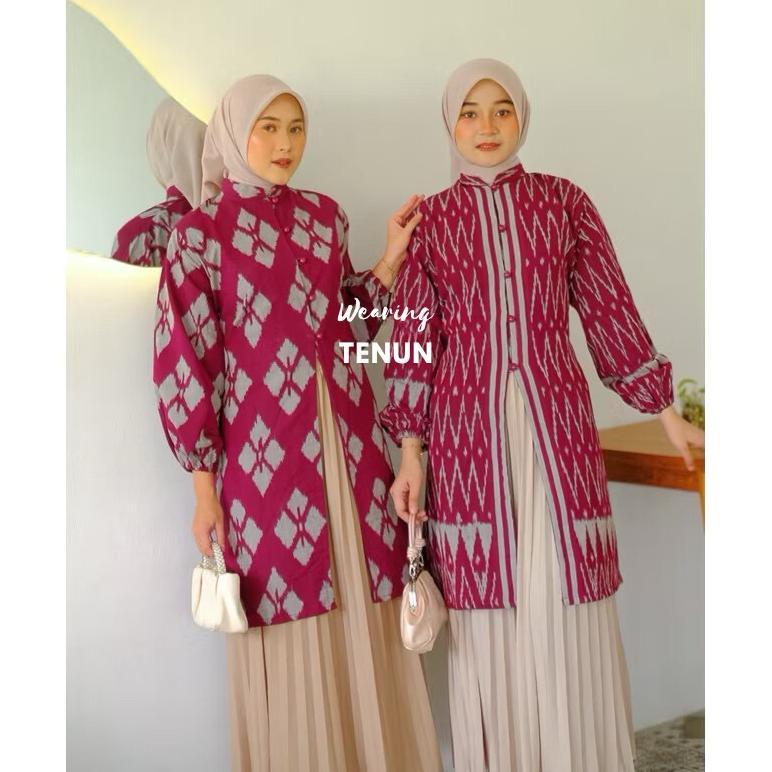 New Tunik Cesila Batik Tenun Wanita Ethnic Baju Wanita, Blouse Tenun Wanita, Atasan Batik, Baju Kant