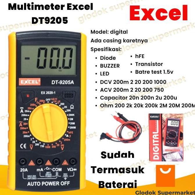 Long- Multimeter Excel Dt9205A Multitester Dital Dt 9205A Tester Besar Dt-9205A Avometer