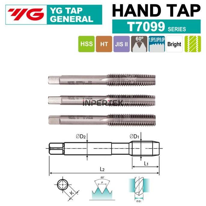 WHELINGO Hand Tap M8 YG Tap YG M8 Tap M8 HandTap YG M8 TAP Mesin Tap