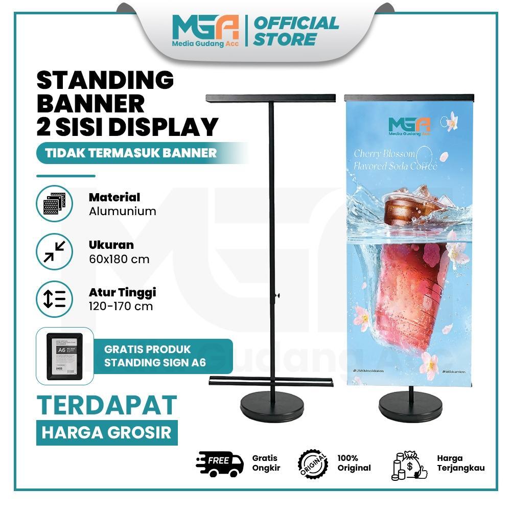 Standing Banner Display 2 Sisi Gantung Tripod Banner Promosi Kokoh Indoor Outdoor