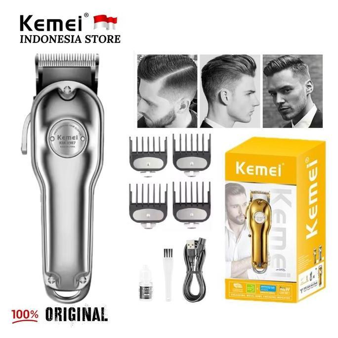 Alat Cukur Rambut Kemei KM-1987 Hair Clipper Professional Metal Mesin Cukuran KM 1987 Diskon