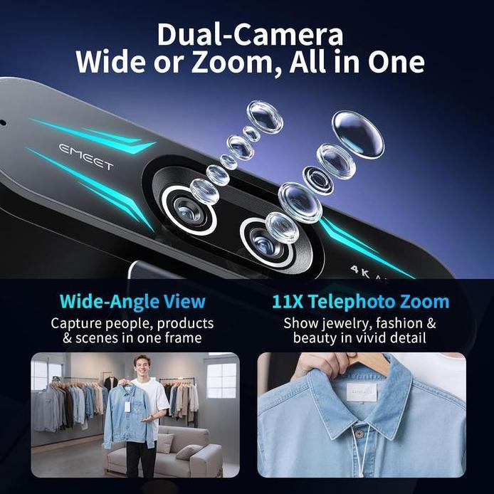 EMEET SmartCam C60E Webcam 4K USB-A Hitam