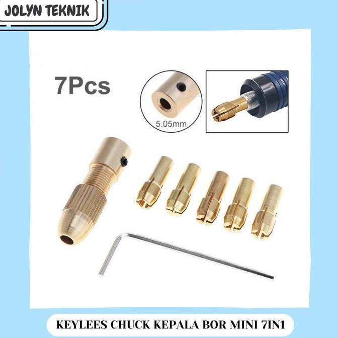 Outdoor- Kepala Bor Mini Chuck Set 7In1 Drill Shaft Keyless Chuck Mini Bor Chuck Drill Grinder Tuner