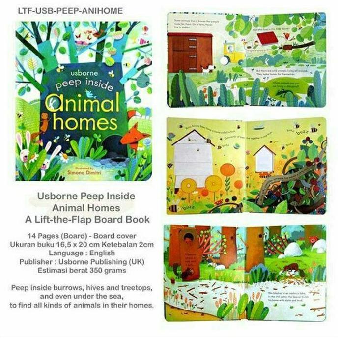 YAYAN.MEDE - USBORNE PEEP INSIDE ANIMAL HOMES / BUKU EDUKASI ANAK TENTANG ANIMAL HOMES