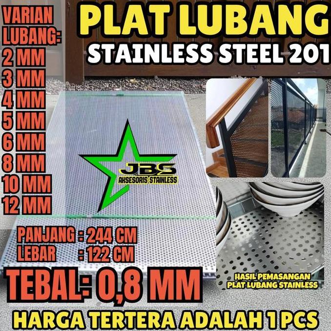 Plat Lubang 201 - 122Cmx244Cm - (0.8 Mm) - Stainless 201- Plat Perforated
