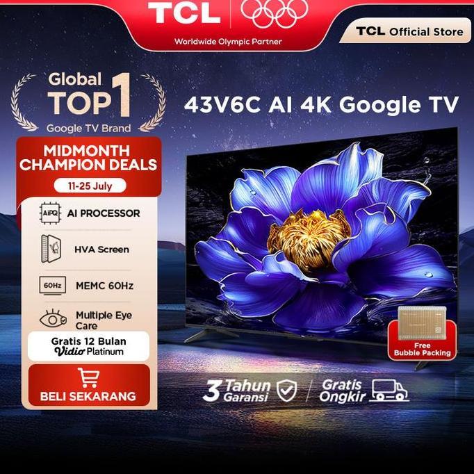 Drussaam_tentop - TCL AI 4K Google TV 43 inch V6C - MEMC - HDR 10 - HVA Panel - Dolby Audio - Google