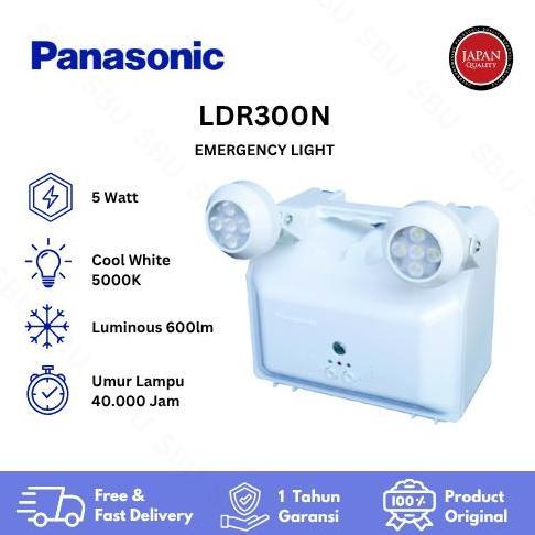 xansbaraka - panasonic ldr300n lampu darurat led 5 watt cool white 5000k 600 lm auto cut-off chargin