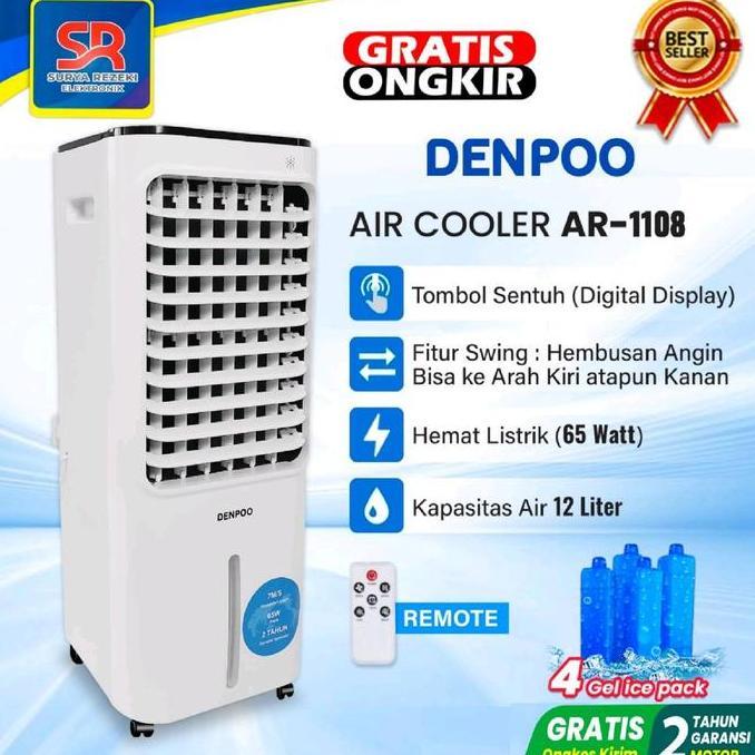 GIVANIMA45 - DENPOO AIR COOLER AR-1108XF 12 LITER PENYEJUK RUANGAN DENGAN 3 SPEED CONTROL REMOTE CON
