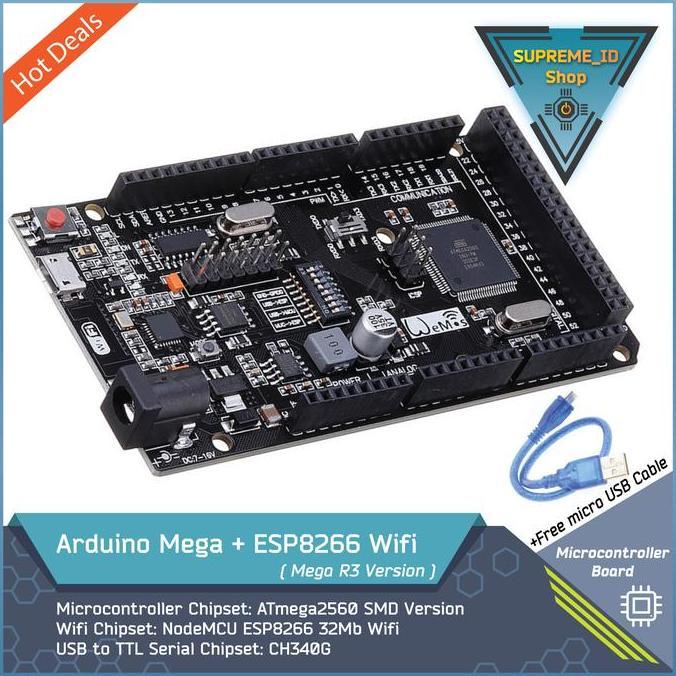 Arduino Mega 2560 R3 + Esp8266 Wifi + Micro Usb Cable | Iot
