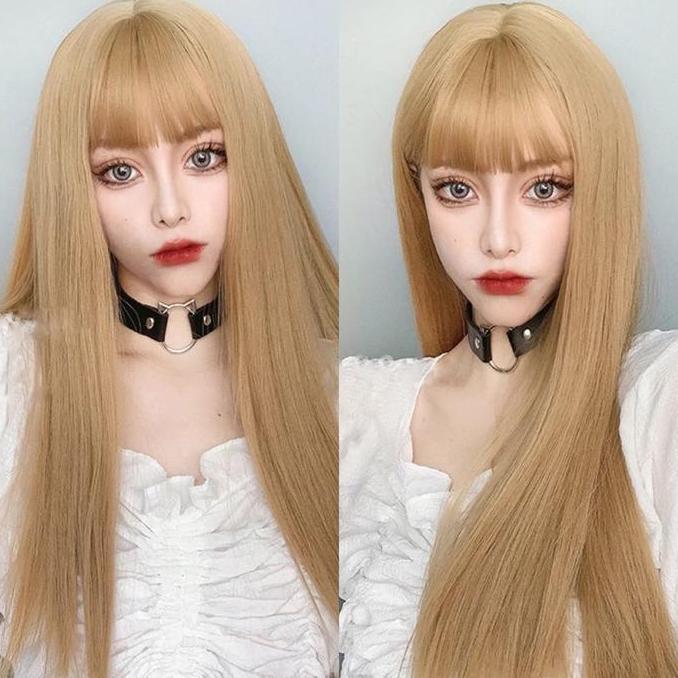 WIG AKEMI PONI BLONDE BARBIE EDITION Rambut Palsu Wanita Dewasa Panjang Pirang