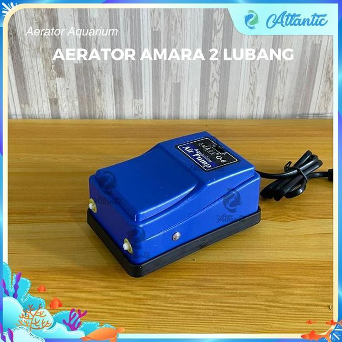 Fisher- Amara Q6 Aerator Q 6 2 Lubang Pompa Udara Aquarium Aerator