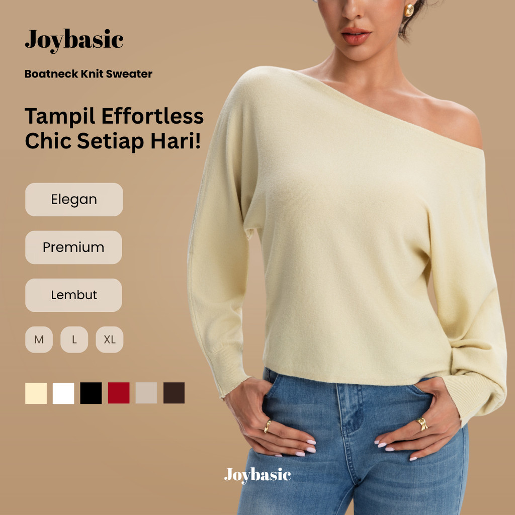 Joybasic Boatneck Knit Sweater - Atasan Rajut Wanita Premium