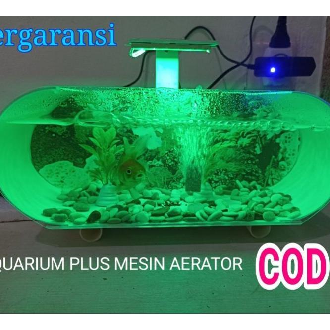1 Set Aquarium Mini Plus Mesin Aerator/Aquarium Mini Cupang Plus Gelembung Udara