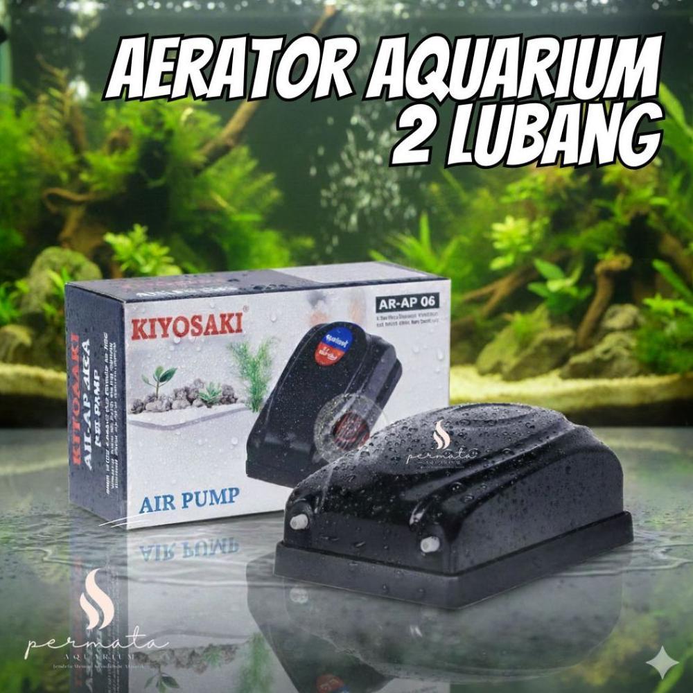 Pompa Udara Aerator Aquarium 2 Lubang Pompa Oksigen Ikan Hias & Alat Gelembung Udara
