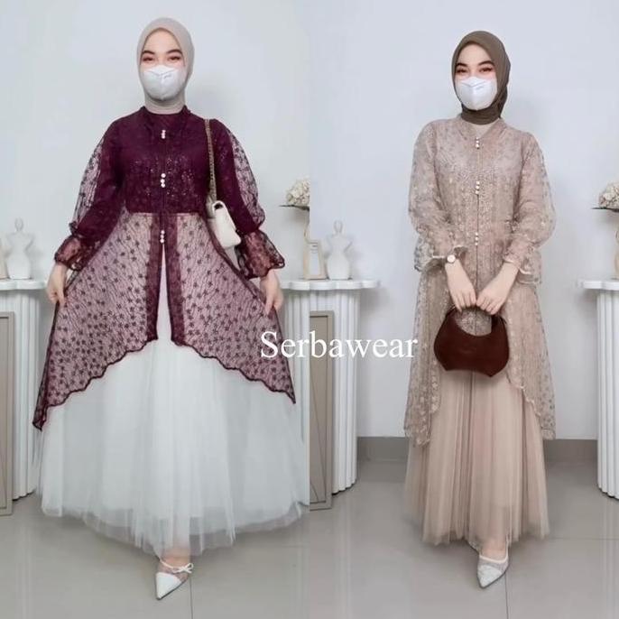 Oioioi- Fahira Outer Tunik Tille Payet Kondangan Lengan Panjang | Outer Kondangan | Outer Payet | Ou