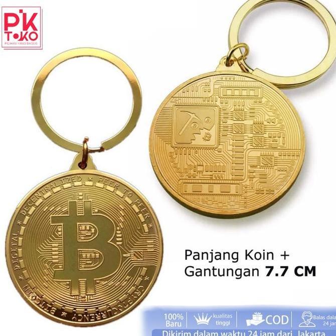 Gfx- Gantungan Kunci Kripto Bitcoin Keychain Plus Desain Replika Bitcoin Gold Plated