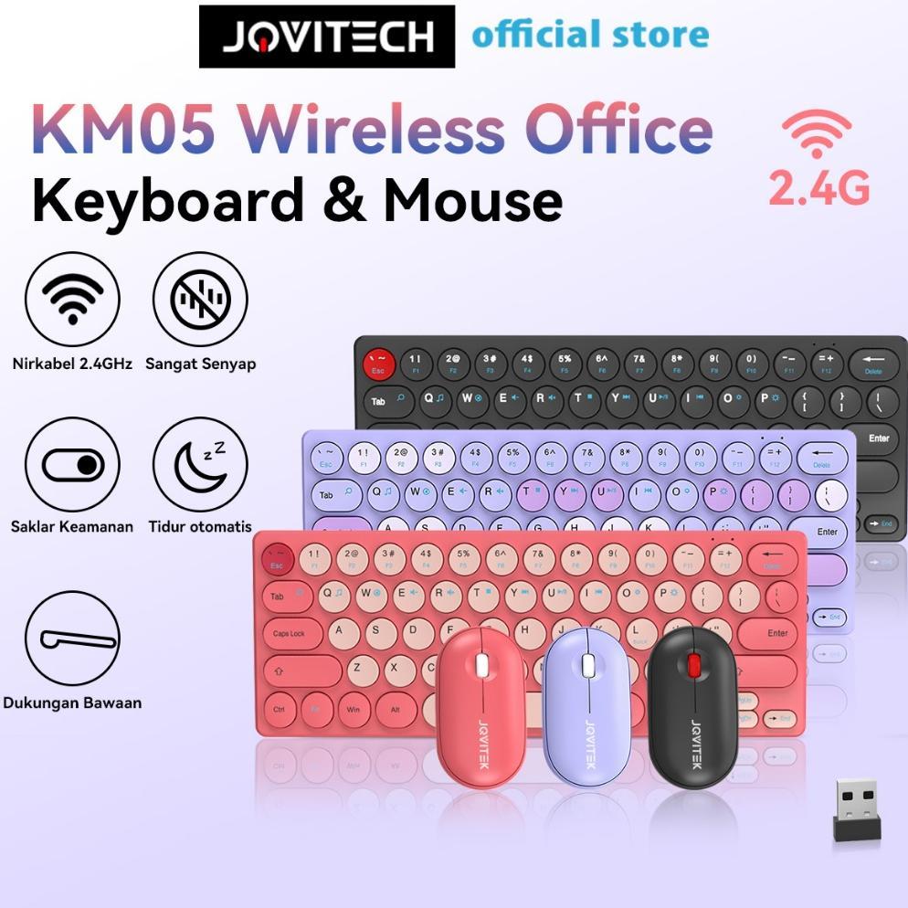 Jovitech KM05 Paket Keyboard dan Mouse 64-Tombol Bluetooth Nirkabel Mouse Senyap Keyboard Tipis dan 