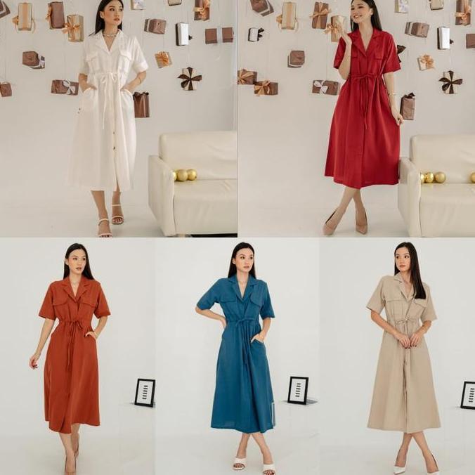 June Maxi Dress Linen Wanita Casual Busui Friendly BSD