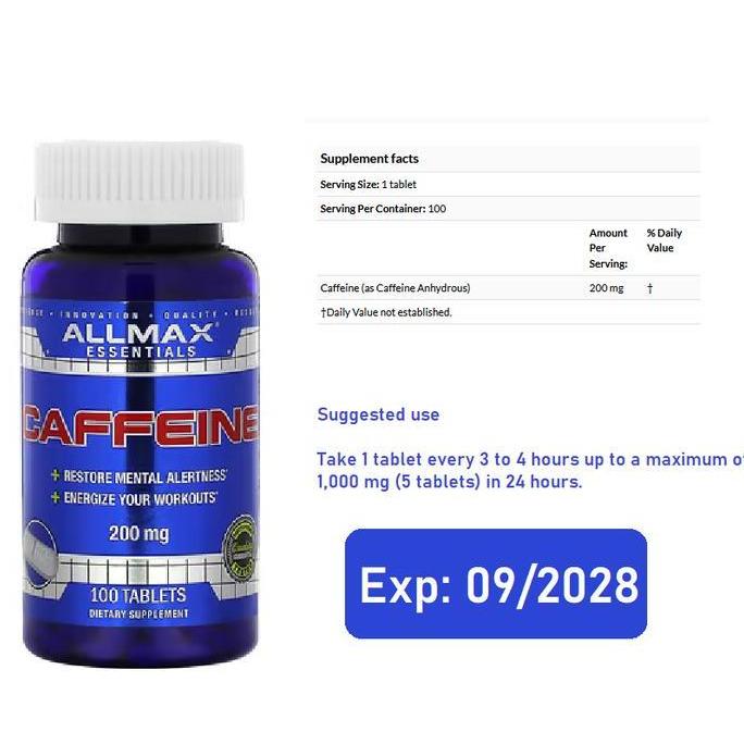 ALLMAX, Essentials, Caffeine, 200 mg, 100 Tablets