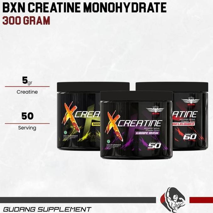 BXN Creatine Monohydrate 300 Gram Supplementasi Fitness Creatine Monohydrate Lokal Body Xtreme Nutri