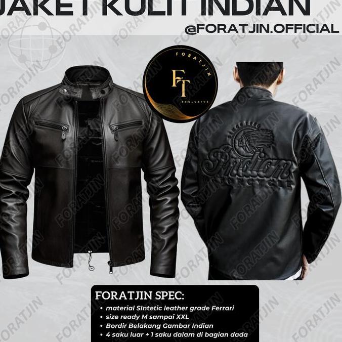 DV193 - - Jaket Kulit Sintetik Garut Bordir Belakang Indian Exclusive