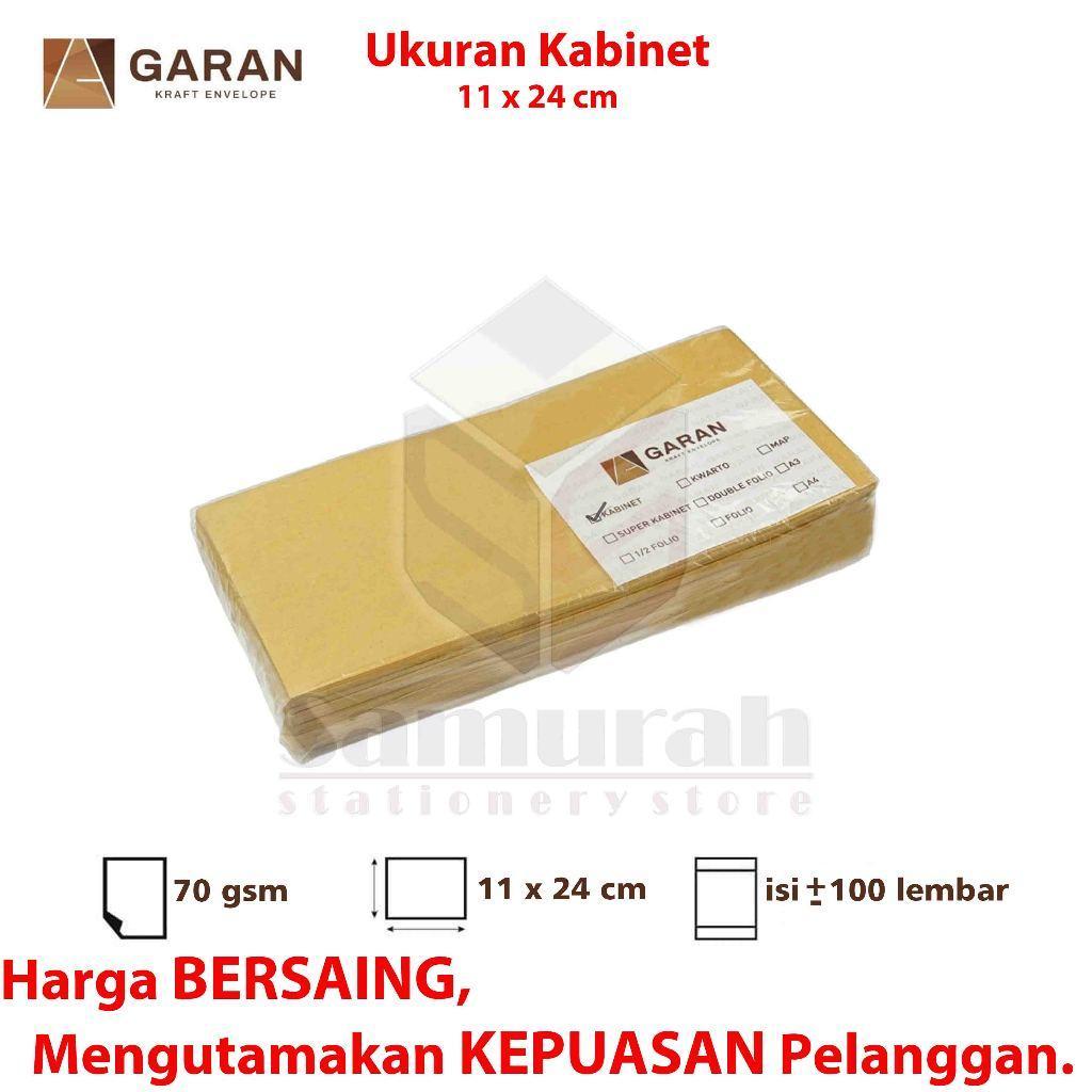 Amplop Kertas Coklat Garan Ukuran Kabinet 11 X 24 Cm 1 Pak Isi 100 / Amplop Gaji 70 Gsm - Gram Cabin