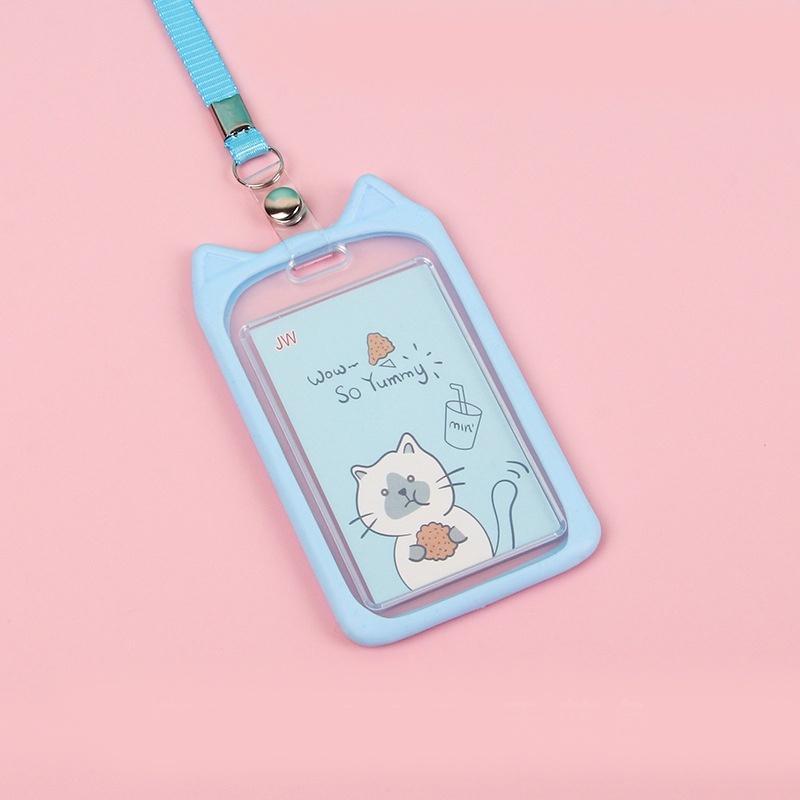 Smp - Holder Gantungan Kartu Akses Kantor Mrt Busway Lanyard Card Holder Motif Kucing