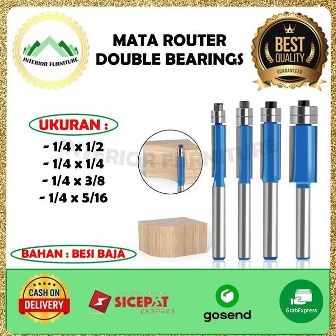 Pwt - Mata Router Hpl Trimmer Profil Kayu Double Bearring Hpl Kayu Potong